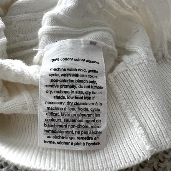 Tommy Hilfiger White Cable Knit Crew Neck Sweater - Picture 8 of 9